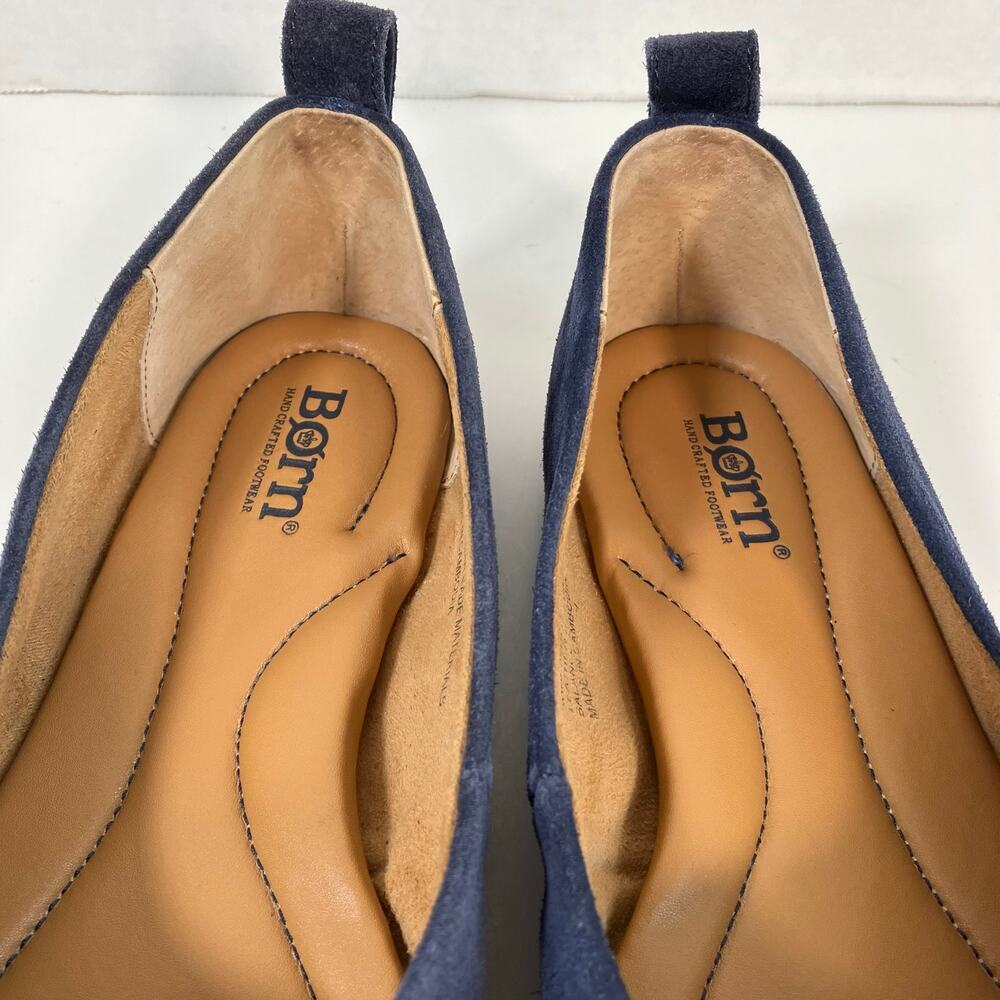 Born Beca Sz 7.5 Suede Slip-On Ballet Flats Blue Comfy Padded Insole - Picture 6 of 16
